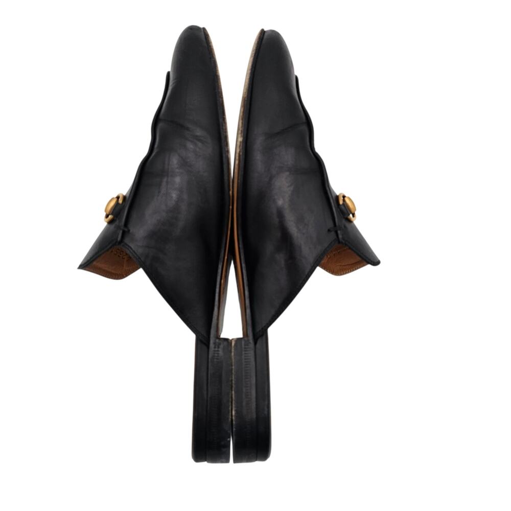 Gucci Princetown Horsebit Flat Mule Black Leather Slipper Size 38.5 US 8.5 - Picture 7 of 10